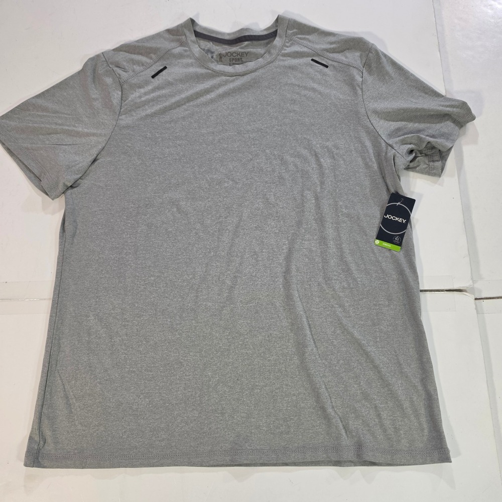 Jockey Sport Mens Core T-Shirt Light Grey Heather Stretch Jersey JM-5548 Large